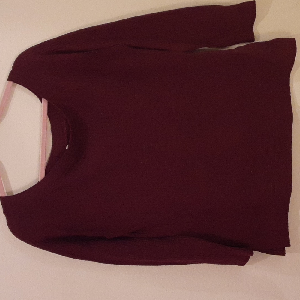 Maroon Waffle Knit Sweater-XXL